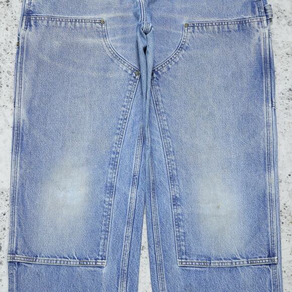 Vintage Carhartt B73 DST Faded Blue Jeans Denim Double Knee Carpenter Pant 32x29 - Picture 4 of 16